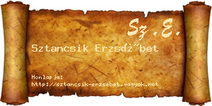 Sztancsik Erzsébet névjegykártya